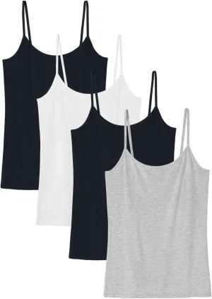 Knuffnee Women Camisoles Spaghetti Strap Tank Top Basic Cami Undershirt 4 Pack