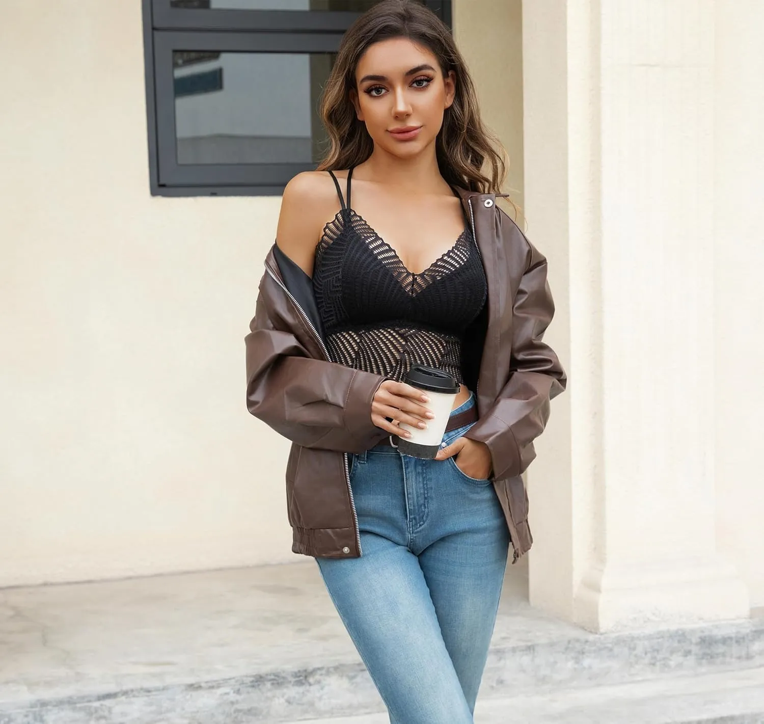 Lace Bralette for Women V Neck Camisoles Racerback Adjustable Strap Crop Top