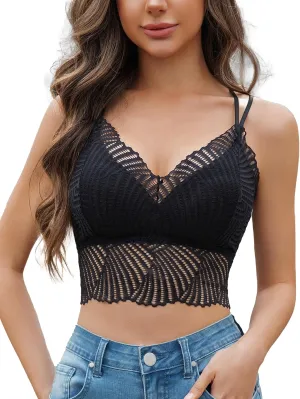 Lace Bralette for Women V Neck Camisoles Racerback Adjustable Strap Crop Top