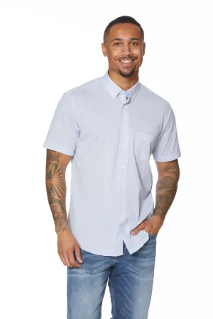 Light Blue Geo Knit Button-Down Short Sleeve Shirt