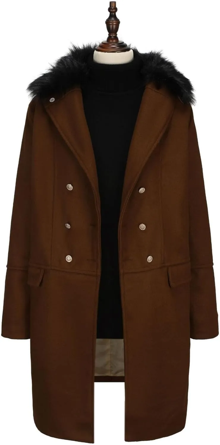 Maiyifu-GJ Mens Wool Blend Double Breasted Overcoat Winter Slim Fit Long Trench Coat Classic Lightweight Business Pea Jacket
