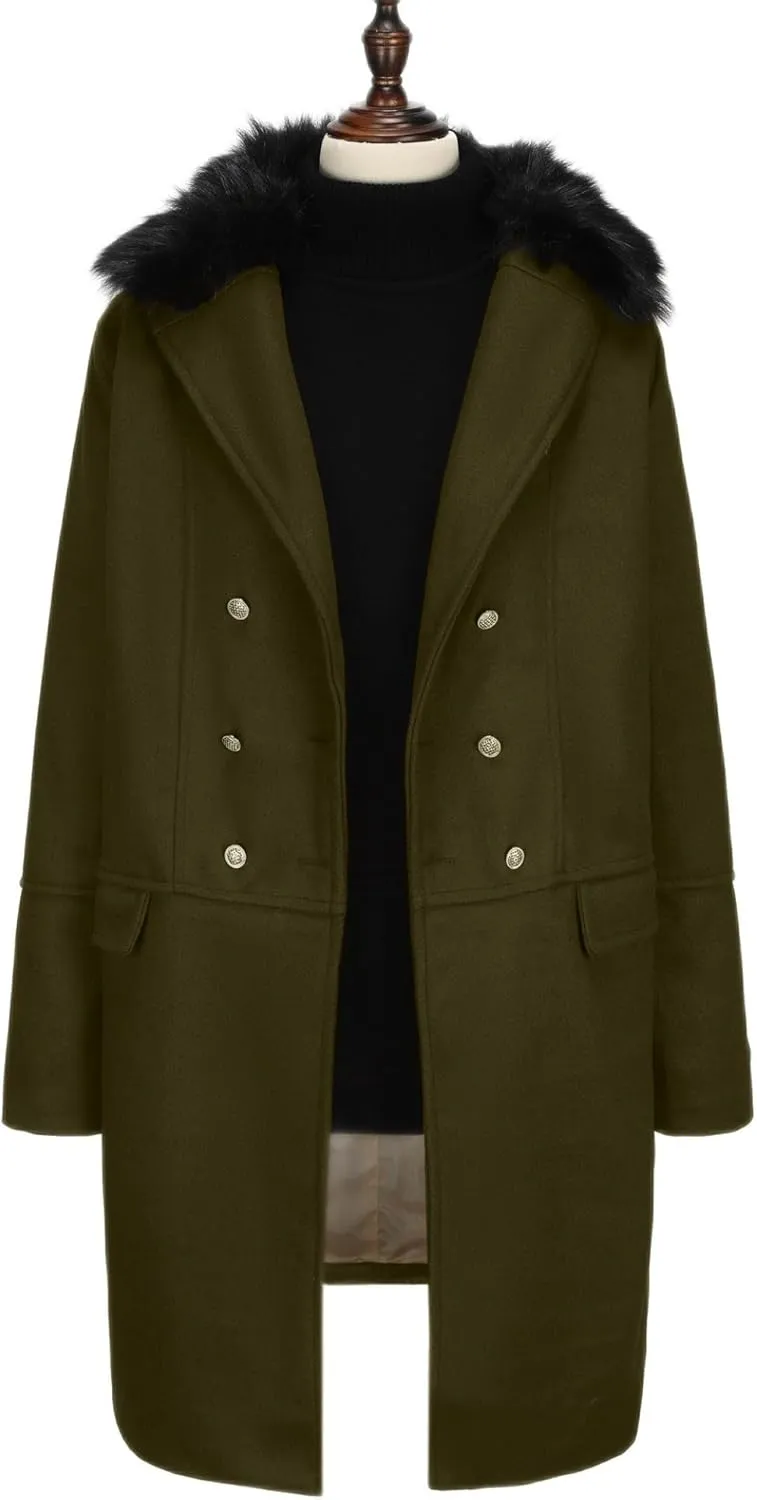 Maiyifu-GJ Mens Wool Blend Double Breasted Overcoat Winter Slim Fit Long Trench Coat Classic Lightweight Business Pea Jacket