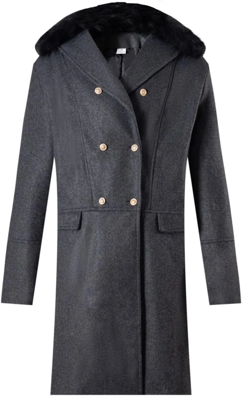Maiyifu-GJ Mens Wool Blend Double Breasted Overcoat Winter Slim Fit Long Trench Coat Classic Lightweight Business Pea Jacket