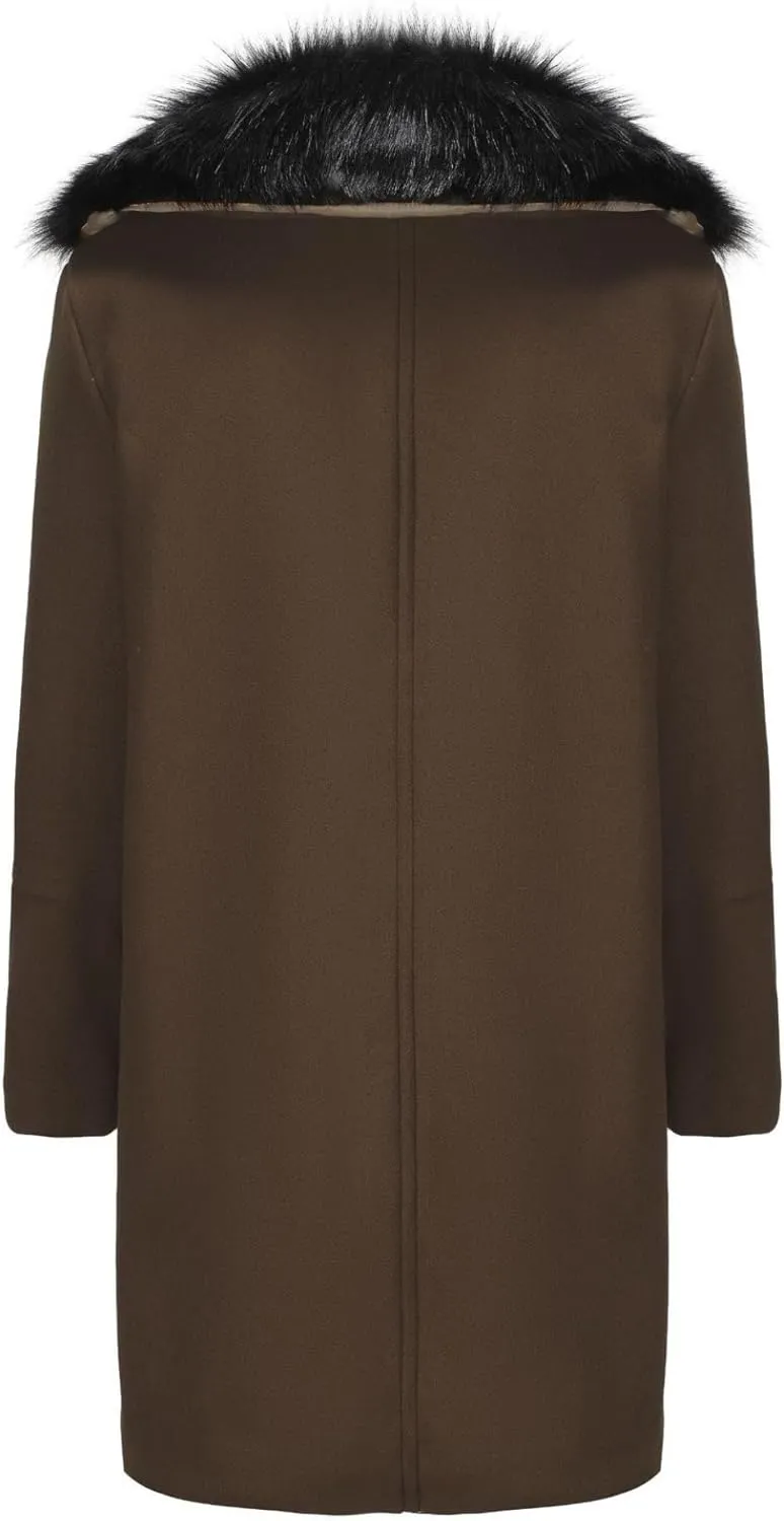 Maiyifu-GJ Mens Wool Blend Double Breasted Overcoat Winter Slim Fit Long Trench Coat Classic Lightweight Business Pea Jacket