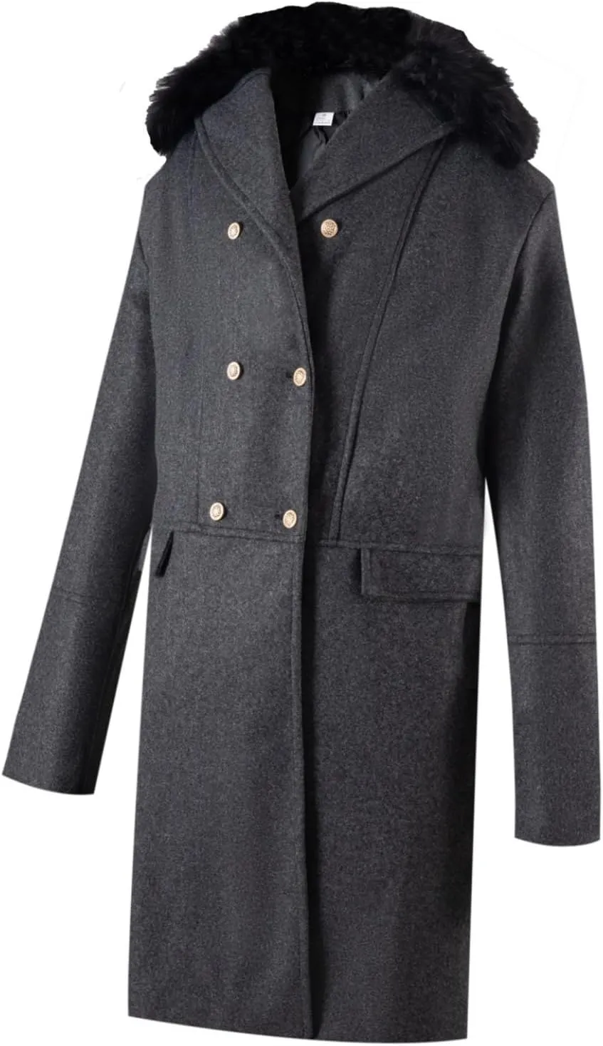 Maiyifu-GJ Mens Wool Blend Double Breasted Overcoat Winter Slim Fit Long Trench Coat Classic Lightweight Business Pea Jacket