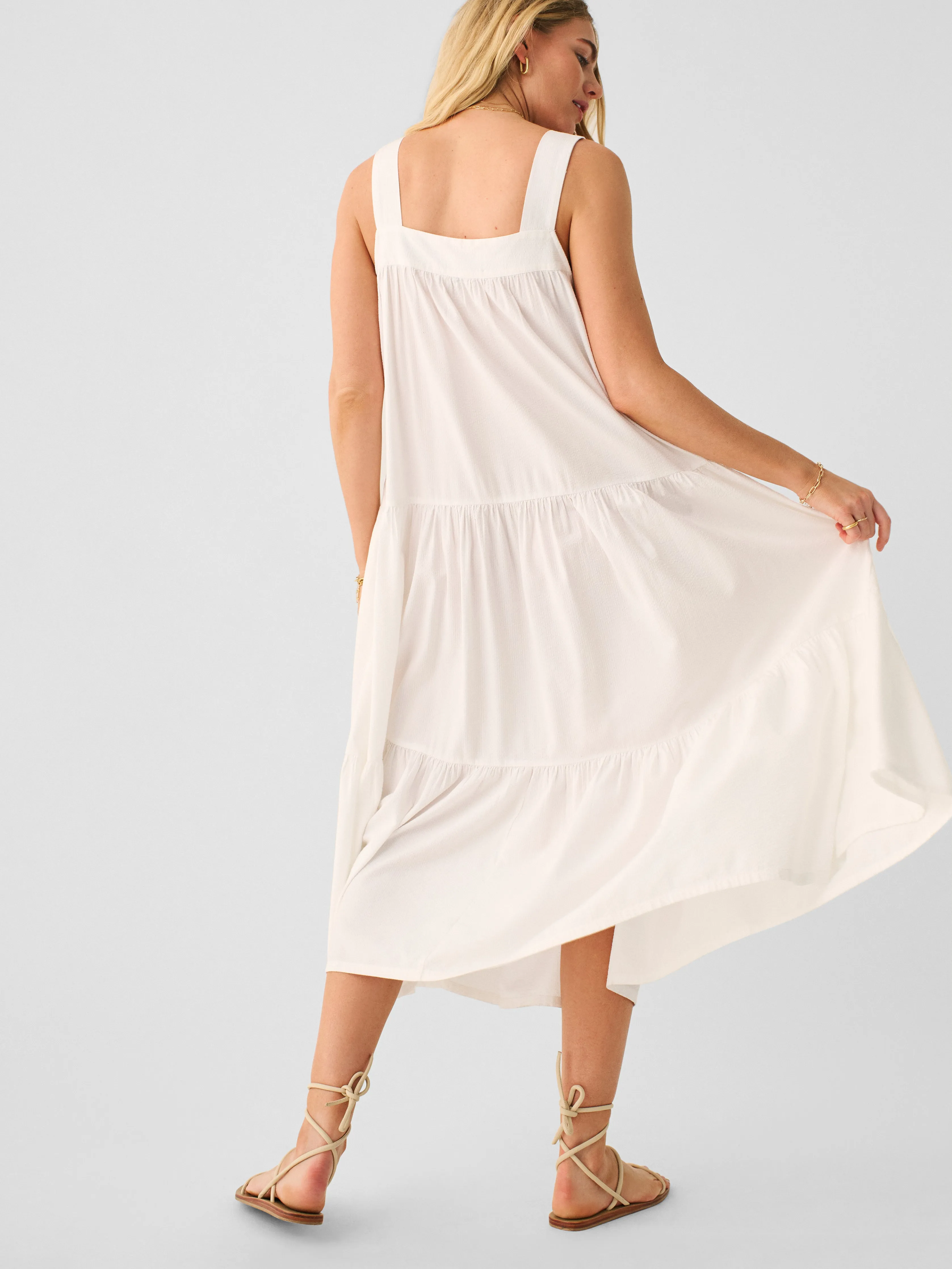 Marina Seersucker Dress in White