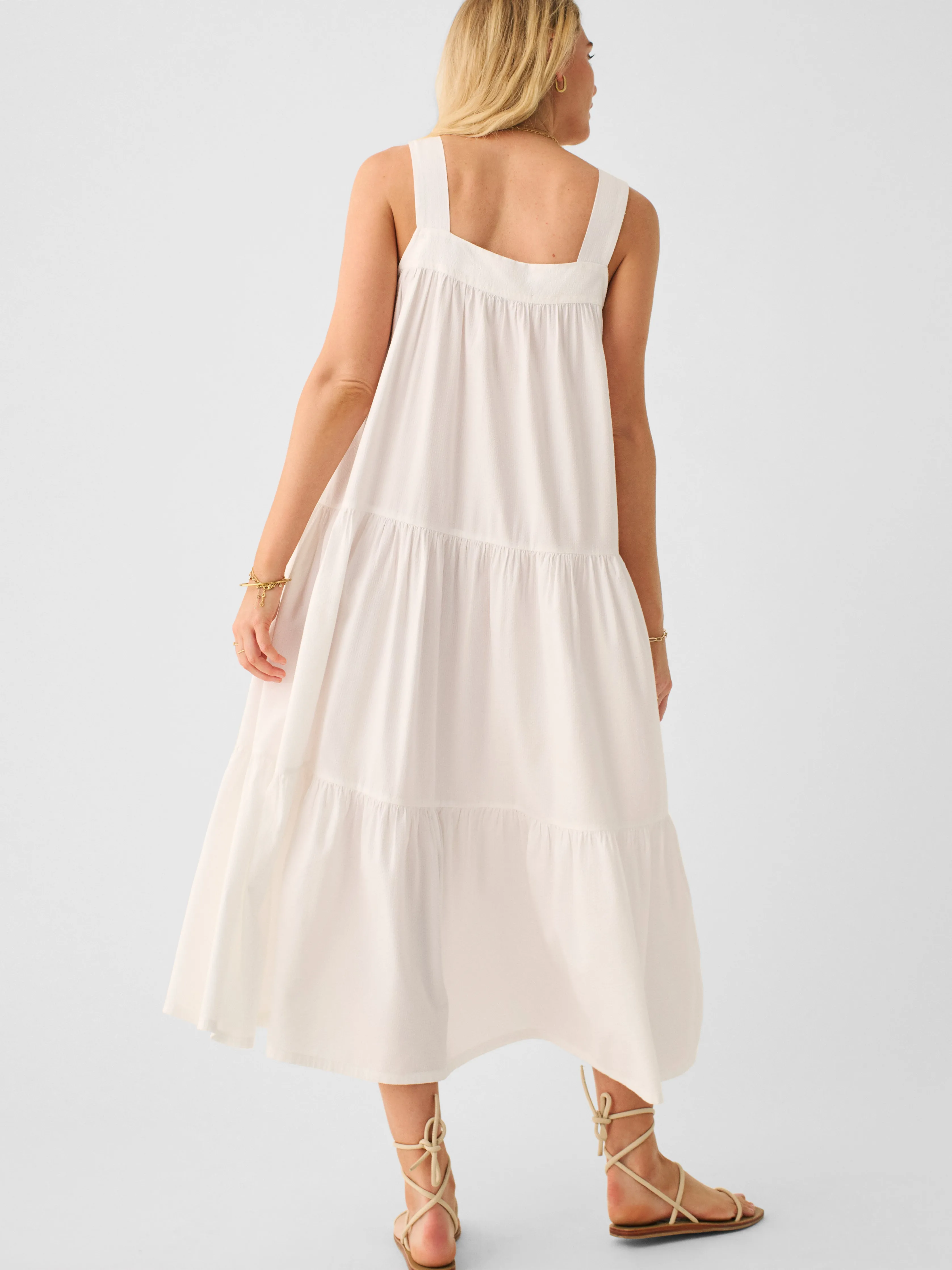Marina Seersucker Dress in White