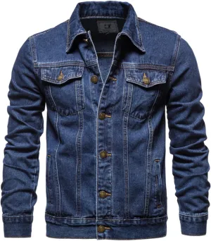 Men's Distressed Ripped Denim Jacket Slim Fit Fashion Workwear Casual Classic Button Down Trucker Jean Coat