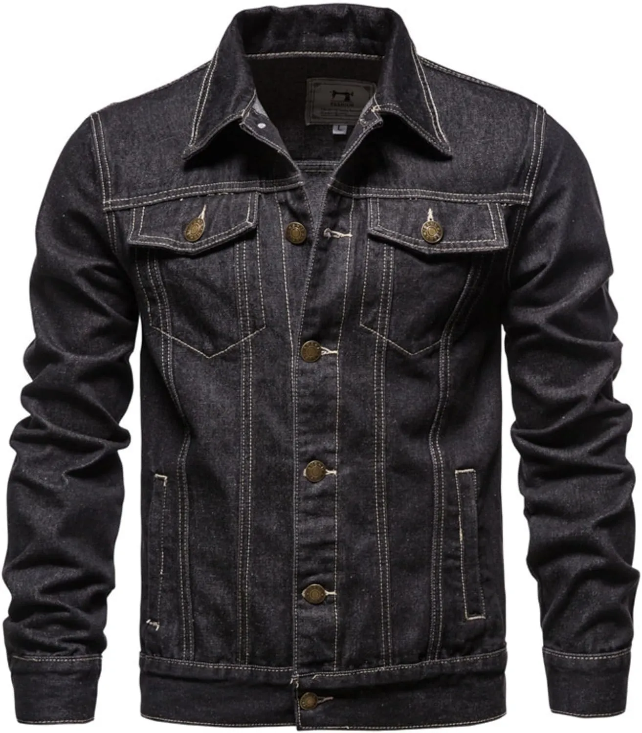 Men's Distressed Ripped Denim Jacket Slim Fit Fashion Workwear Casual Classic Button Down Trucker Jean Coat