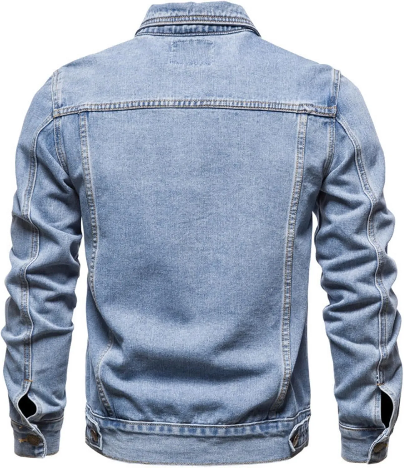 Men's Distressed Ripped Denim Jacket Slim Fit Fashion Workwear Casual Classic Button Down Trucker Jean Coat