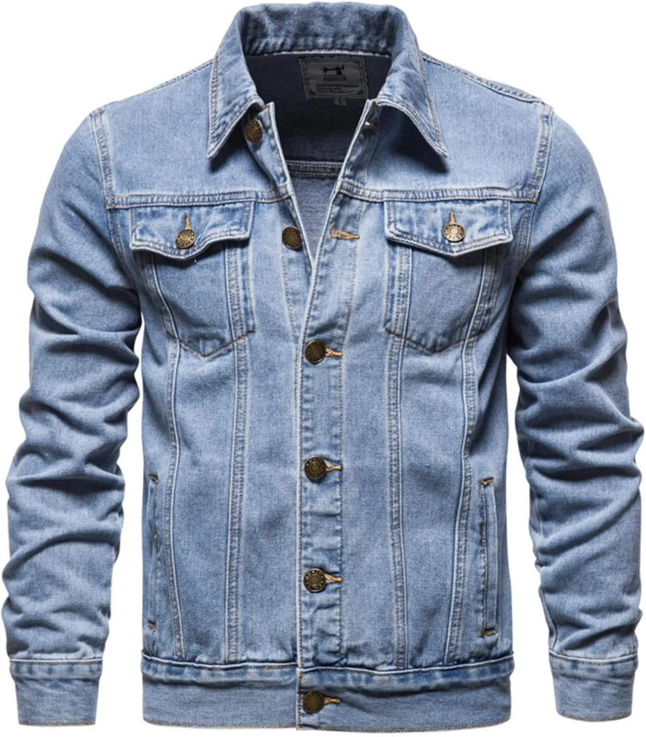 Men's Distressed Ripped Denim Jacket Slim Fit Fashion Workwear Casual Classic Button Down Trucker Jean Coat