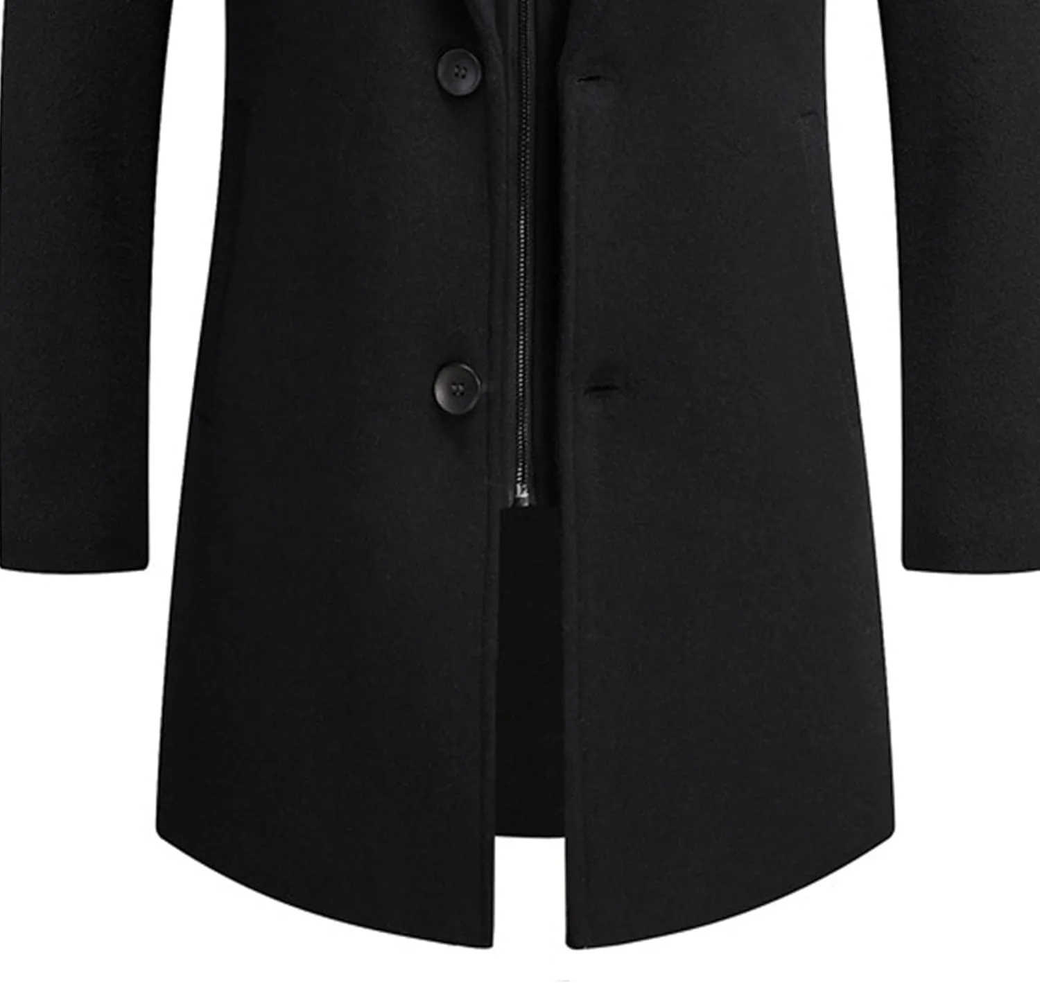 Mens Trench Coat with Detachable Hood Winter Casual Wool Blend Pea Coat Single Breasted Classic Business Overcoat