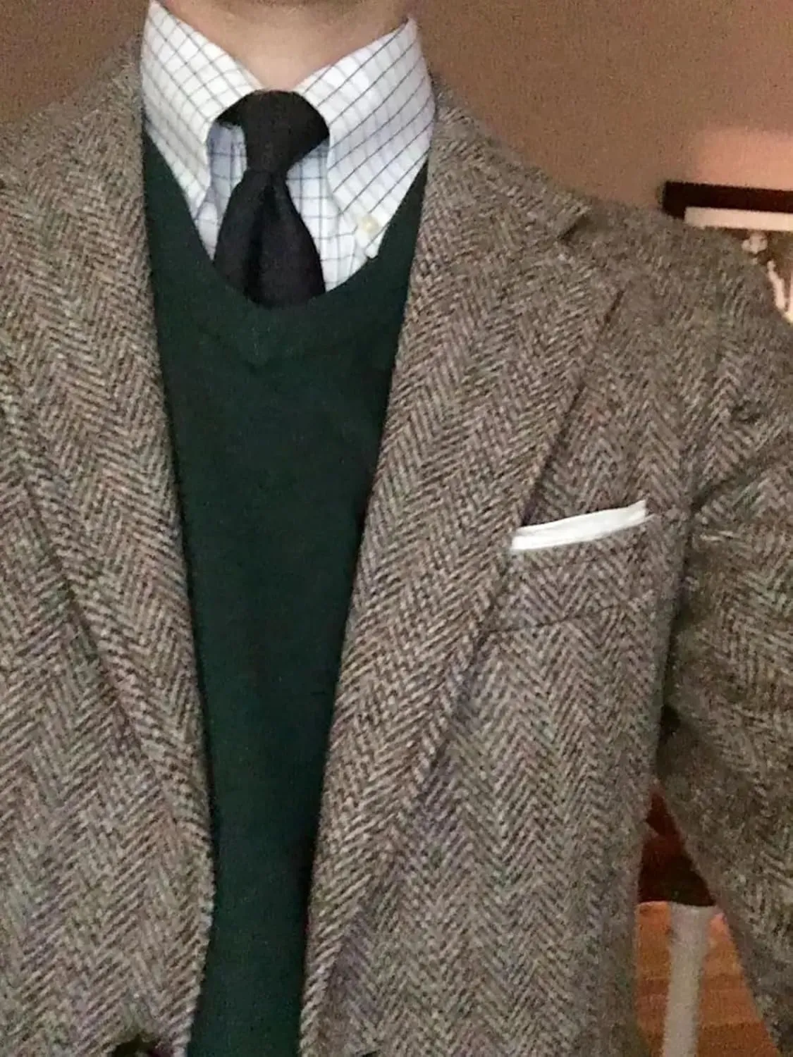 Men's Vintage Tweed Blazer Jacket Classic Fit Winter Two Button Business Jackets Mens Sport Coats with Elbow Patches