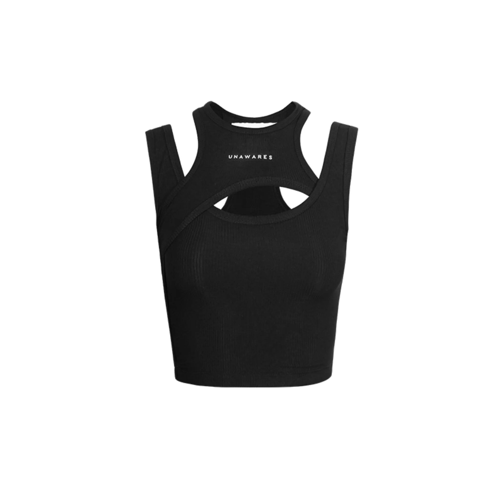 Misaligned Knit Vest In Black