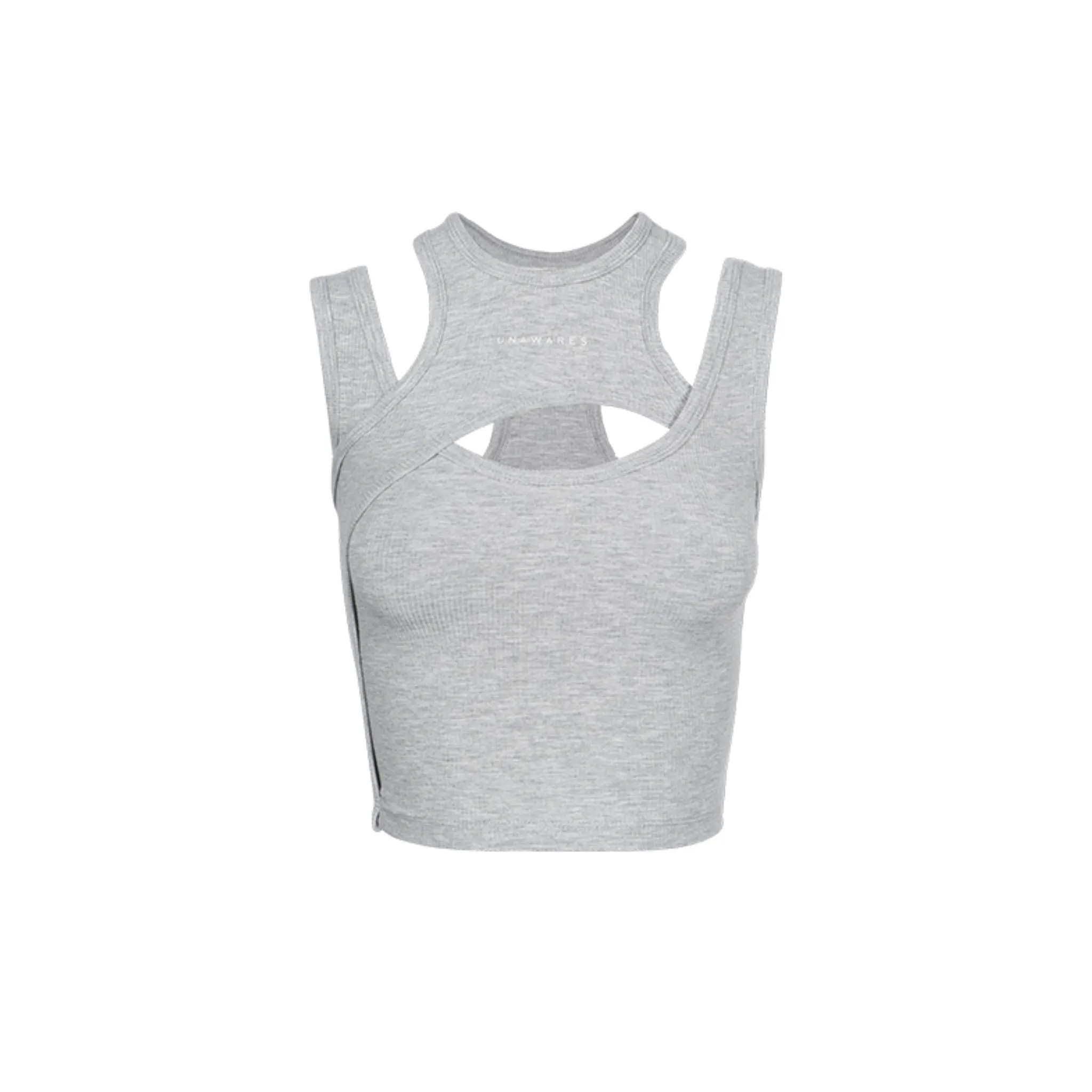 Misaligned Knit Vest In Gray