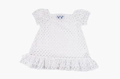 Off Shoulder White Eyelet Beach Dress