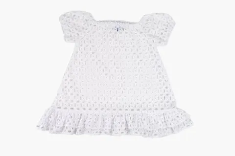 Off Shoulder White Eyelet Beach Dress