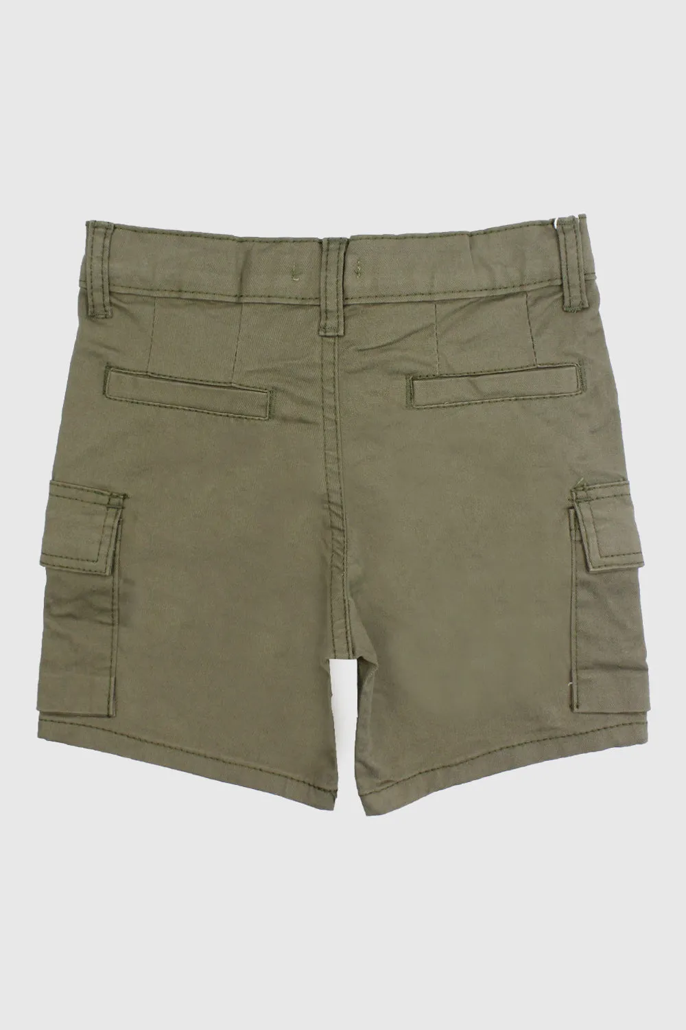 Olive Green Gabardine Shorts