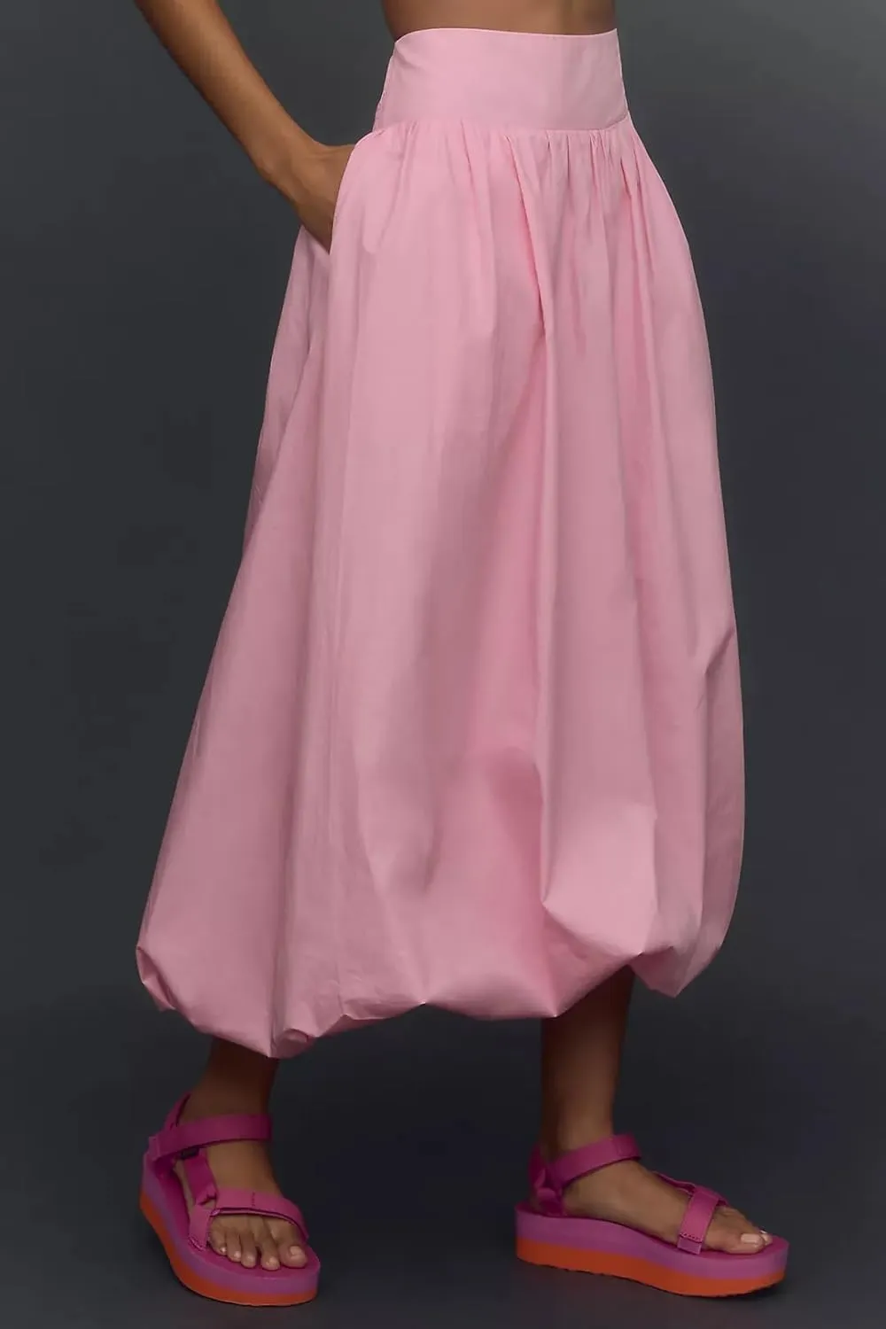 PDLCVD Summer Y2k Bubble Maxi Skirt for Women Casual Elastic Waist A Line Long SkirtRuffle Midi Skirt Sundress