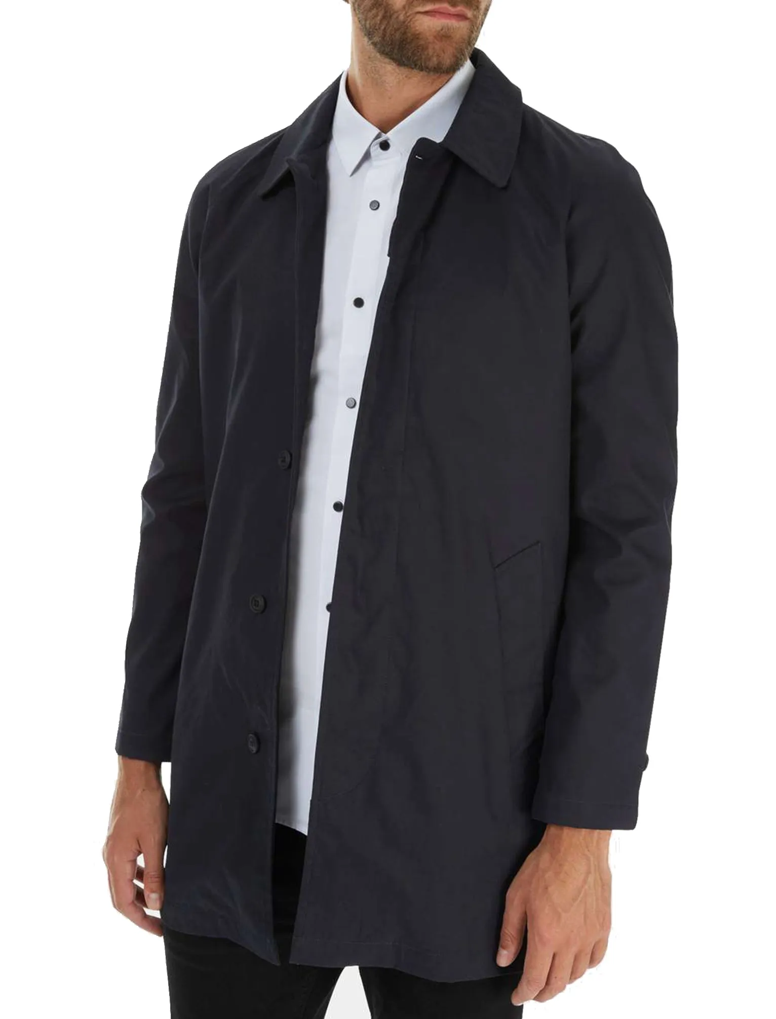 Peter Lightweight Mac Trench Coat in Navy