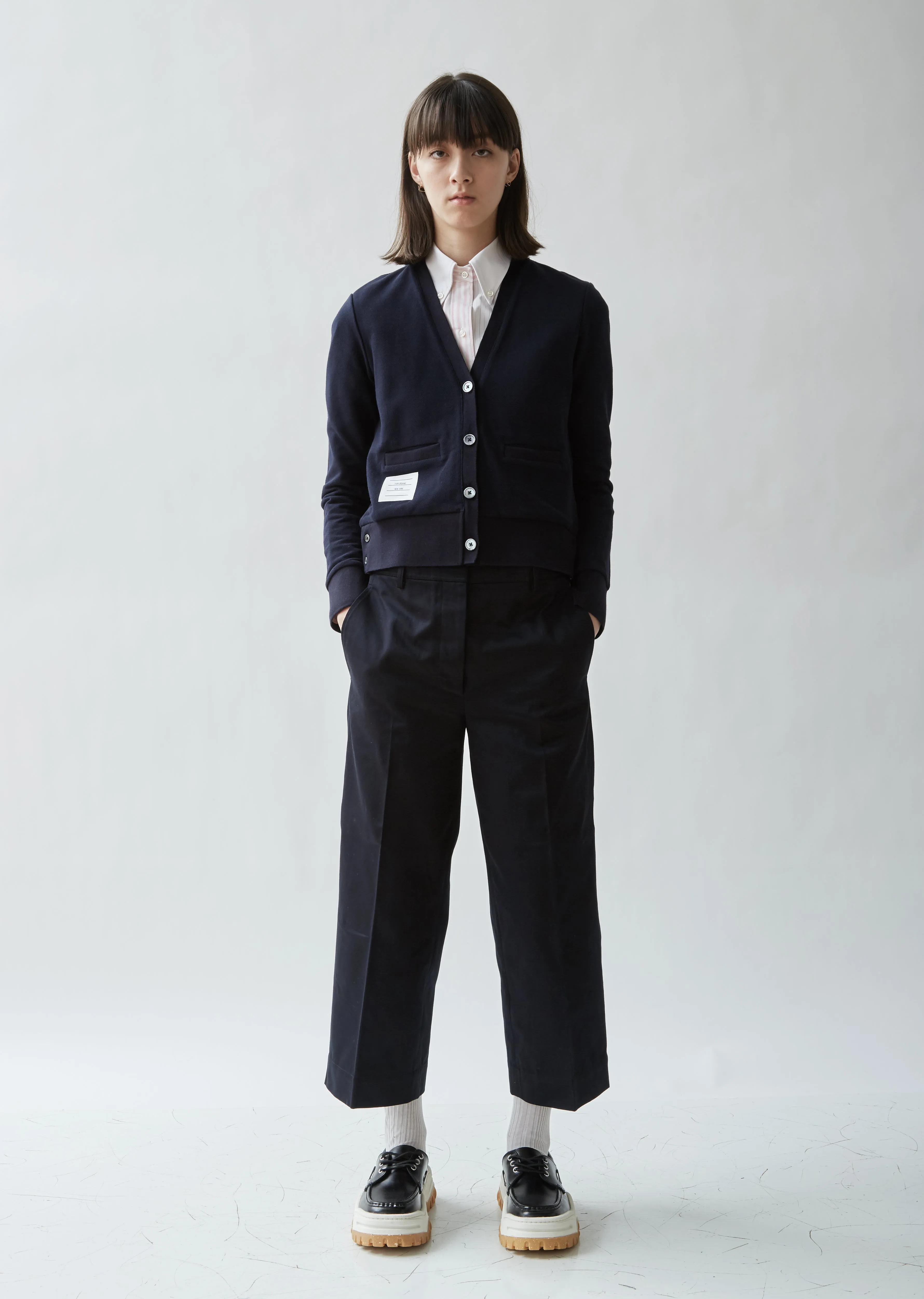Piqué Cotton V-Neck Cardigan
