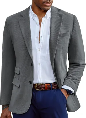 PJ PAUL JONES Mens Blazer Vintage Corduroy Waffle Texture Sport Coats Classic Two Buttons Blazer Suit Jackets