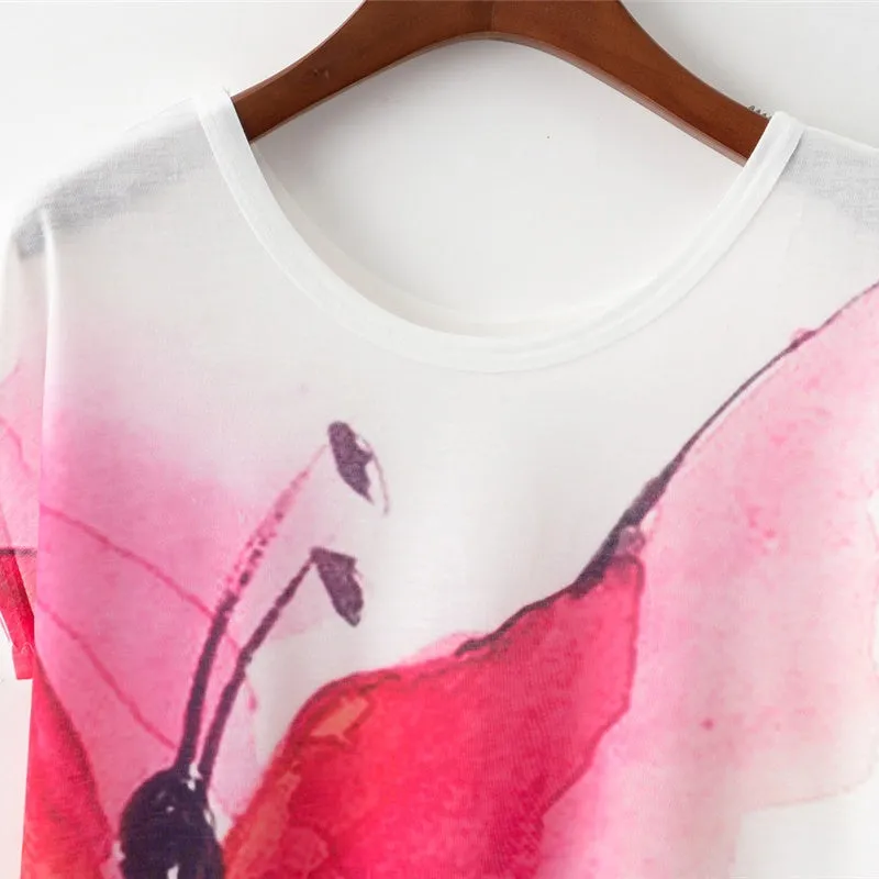 Red Butterfly Printed Tees