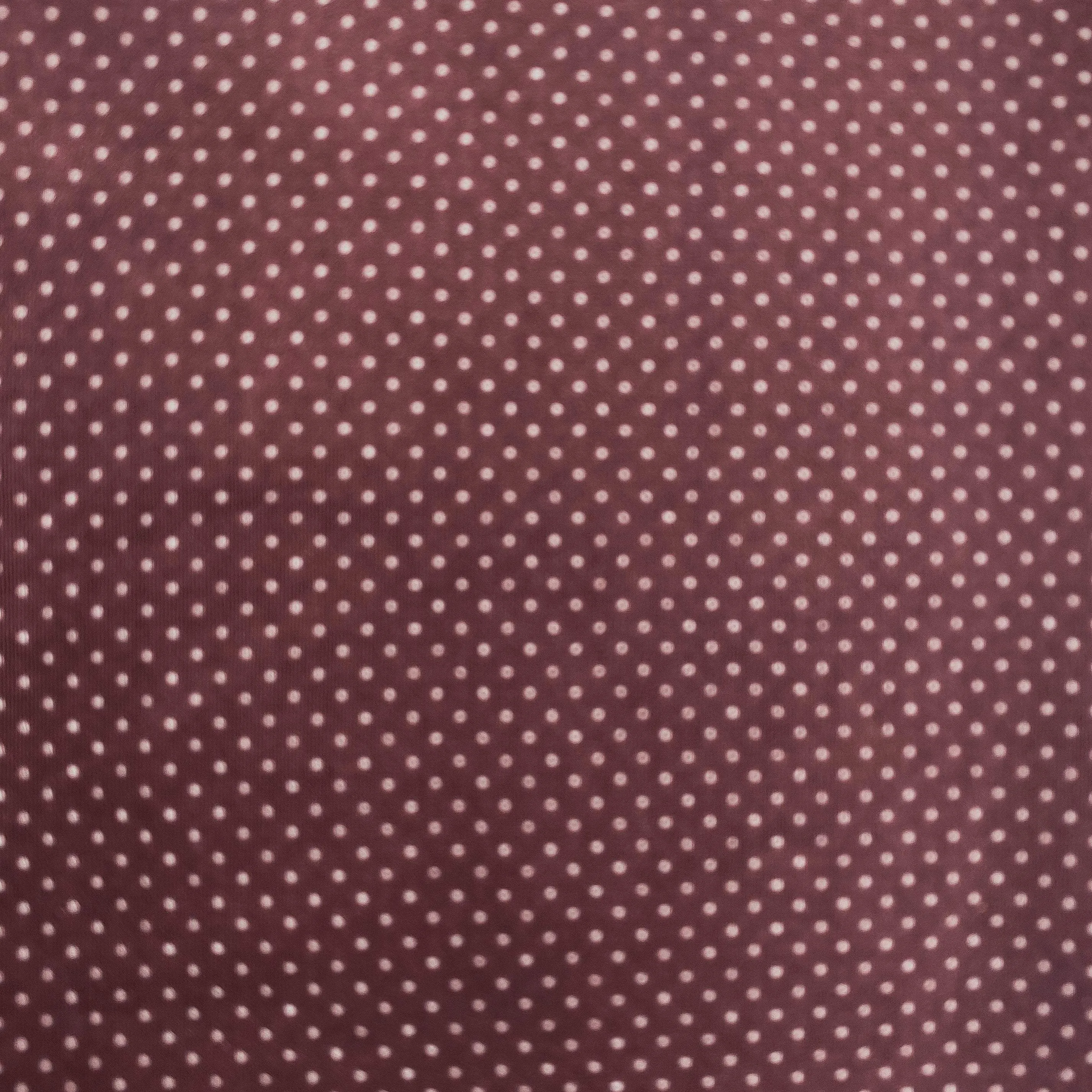 Stretch Tricot Fabric lightweight, Ivory Mini Dot print on Chocolate Background- by the 1/2 Yard