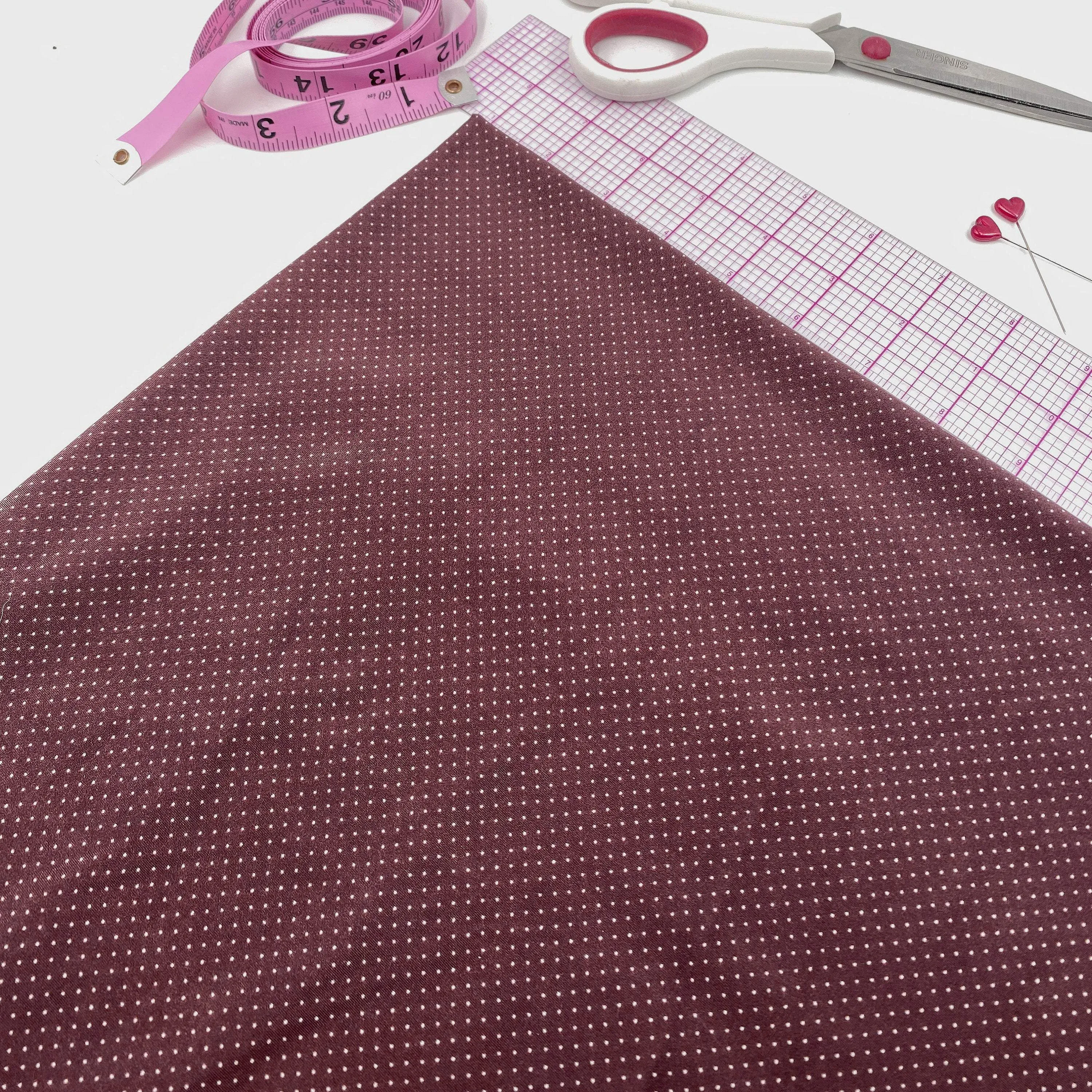 Stretch Tricot Fabric lightweight, Ivory Mini Dot print on Chocolate Background- by the 1/2 Yard