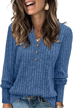 Sweaters for Women Fashion Long Sleeve Tops Pullover V Neck Casual Loose Sweatshirt