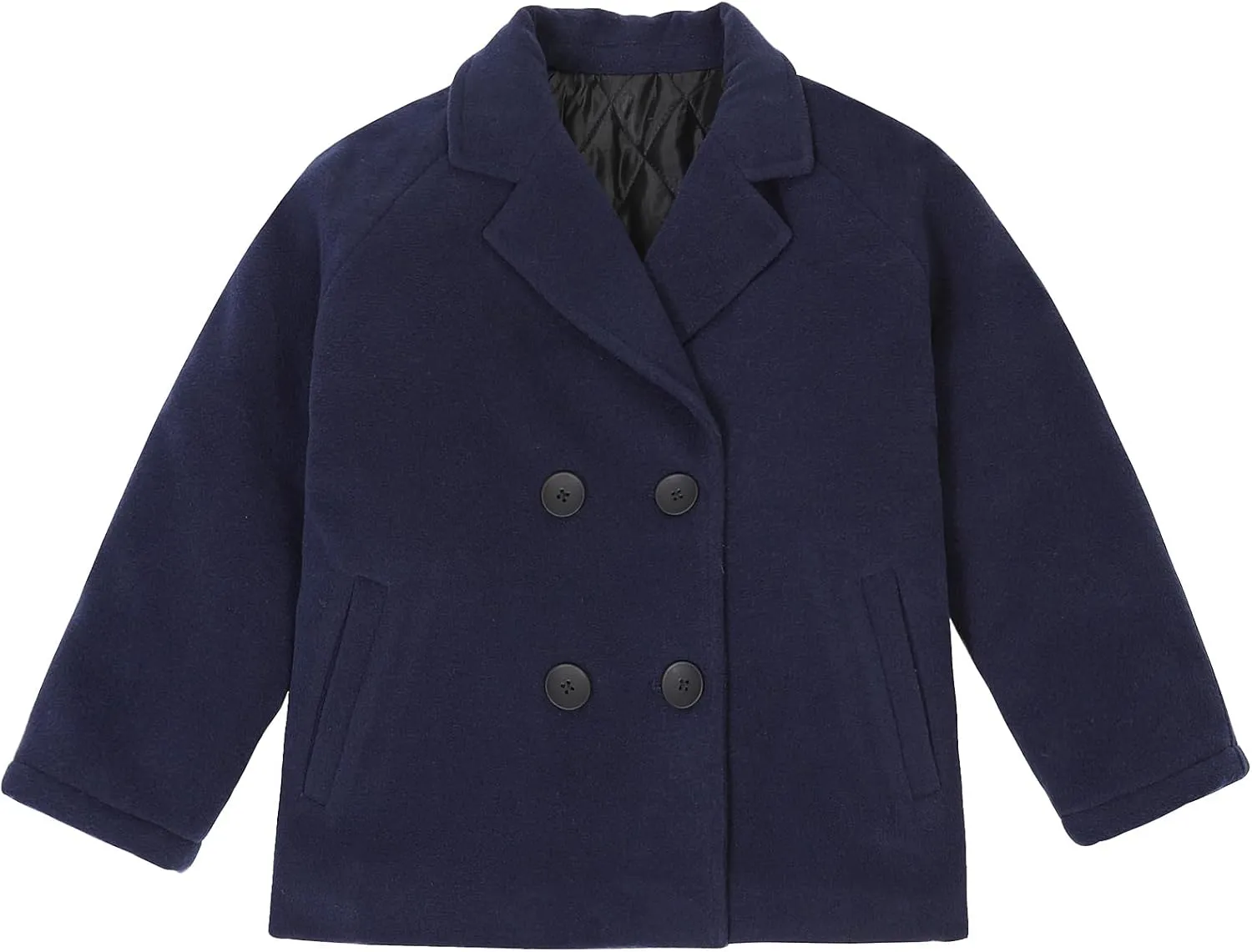 ThCreasa Boys Classic Double Breasted Pea Coat Wool Blend Notch Lapel Fall Winter Dress Coats