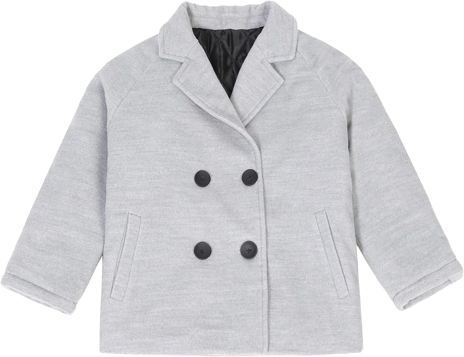 ThCreasa Boys Classic Double Breasted Pea Coat Wool Blend Notch Lapel Fall Winter Dress Coats