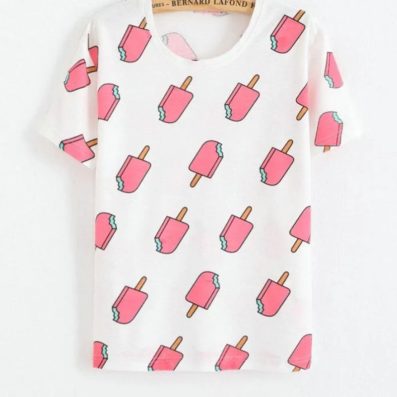 Vintage Summer Geometric Pattern Printed Tees