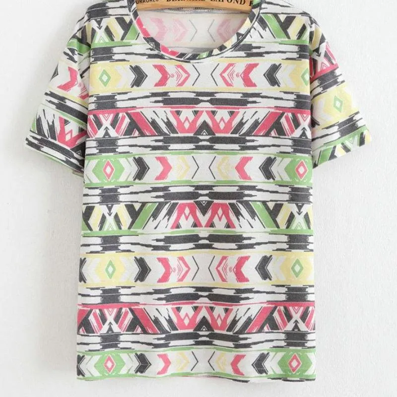 Vintage Summer Geometric Pattern Printed Tees