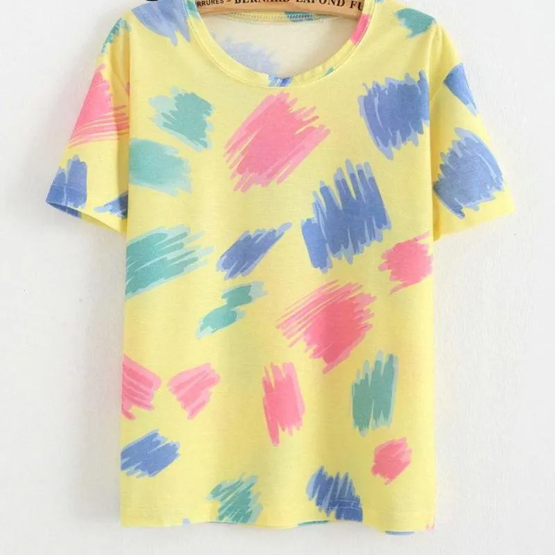 Vintage Summer Geometric Pattern Printed Tees