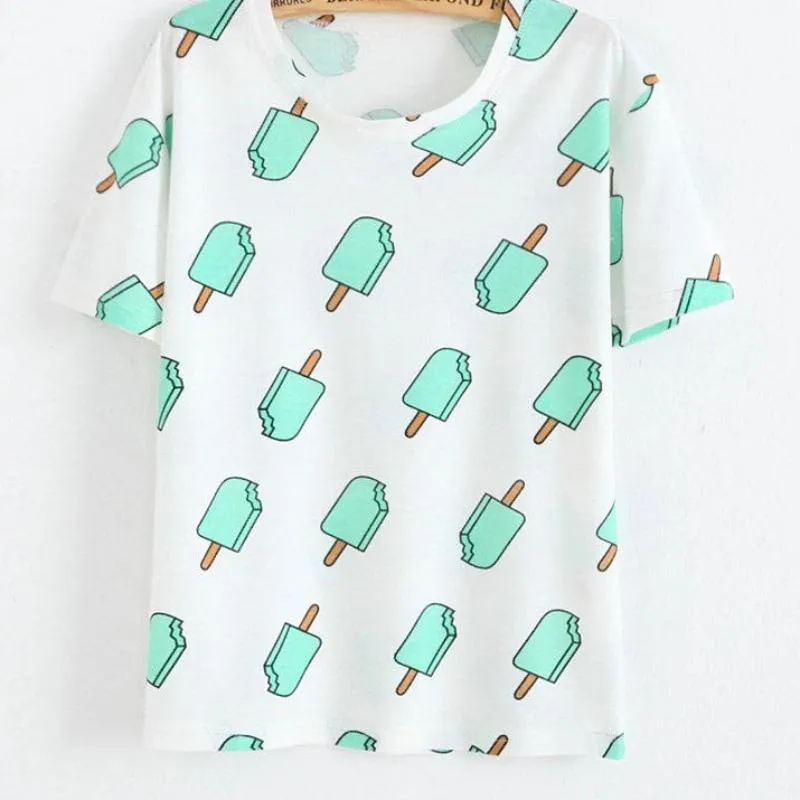 Vintage Summer Geometric Pattern Printed Tees