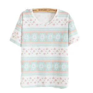 Vintage Summer Geometric Pattern Printed Tees