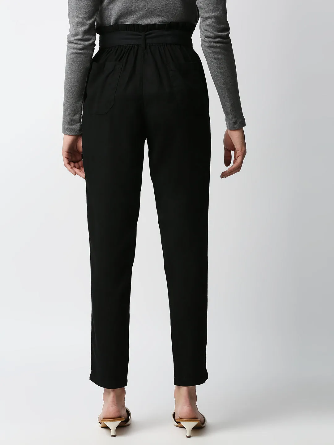 Women High-Rise Comfort Paper Bag Pants