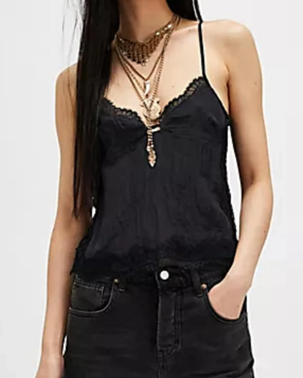 Women Sexy Ruffle Hem V Neck Cami Sleeveless Low Cut Lace Patchwork Camisole Spaghetti Strap Sheer Mesh Pleated Top