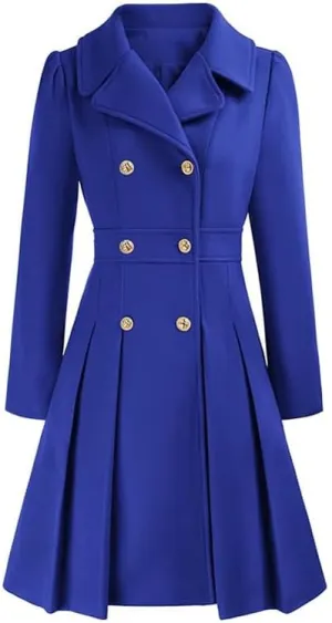 Women Trench Coat Adult Winter Double-Breasted Classic Lapel Overcoat