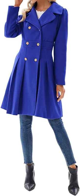 Women Trench Coat Adult Winter Double-Breasted Classic Lapel Overcoat