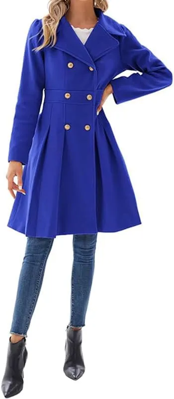 Women Trench Coat Adult Winter Double-Breasted Classic Lapel Overcoat