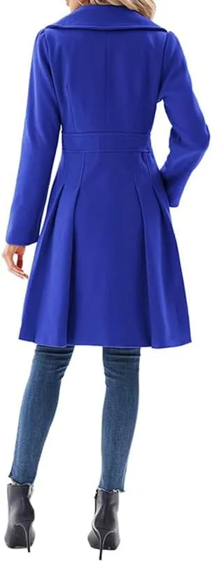 Women Trench Coat Adult Winter Double-Breasted Classic Lapel Overcoat