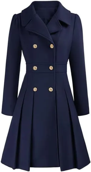 Women Trench Coat Adult Winter Double-Breasted Classic Lapel Overcoat