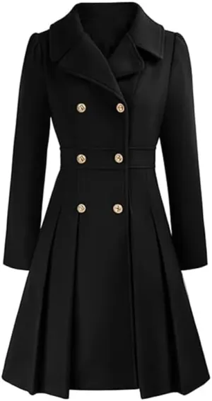 Women Trench Coat Adult Winter Double-Breasted Classic Lapel Overcoat
