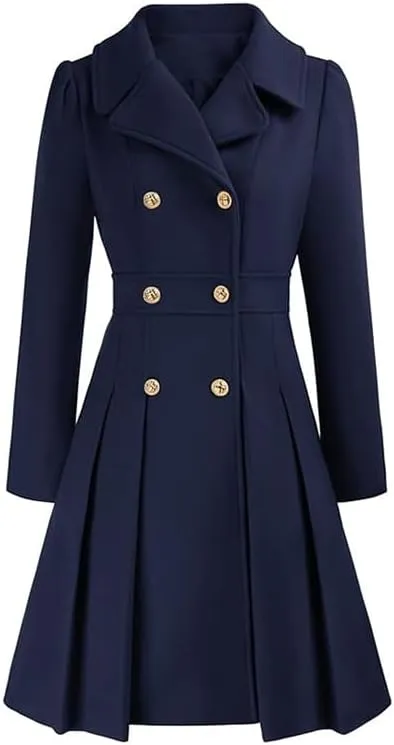 Women Trench Coat Adult Winter Double-Breasted Classic Lapel Overcoat