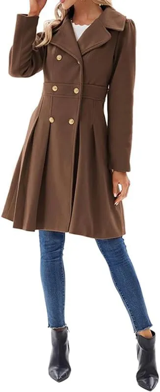 Women Trench Coat Adult Winter Double-Breasted Classic Lapel Overcoat