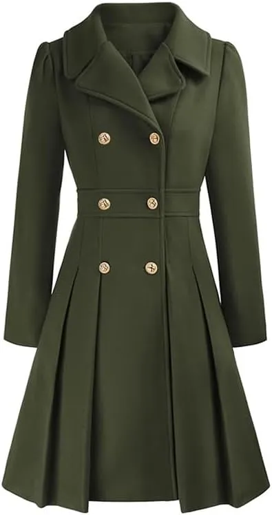 Women Trench Coat Adult Winter Double-Breasted Classic Lapel Overcoat