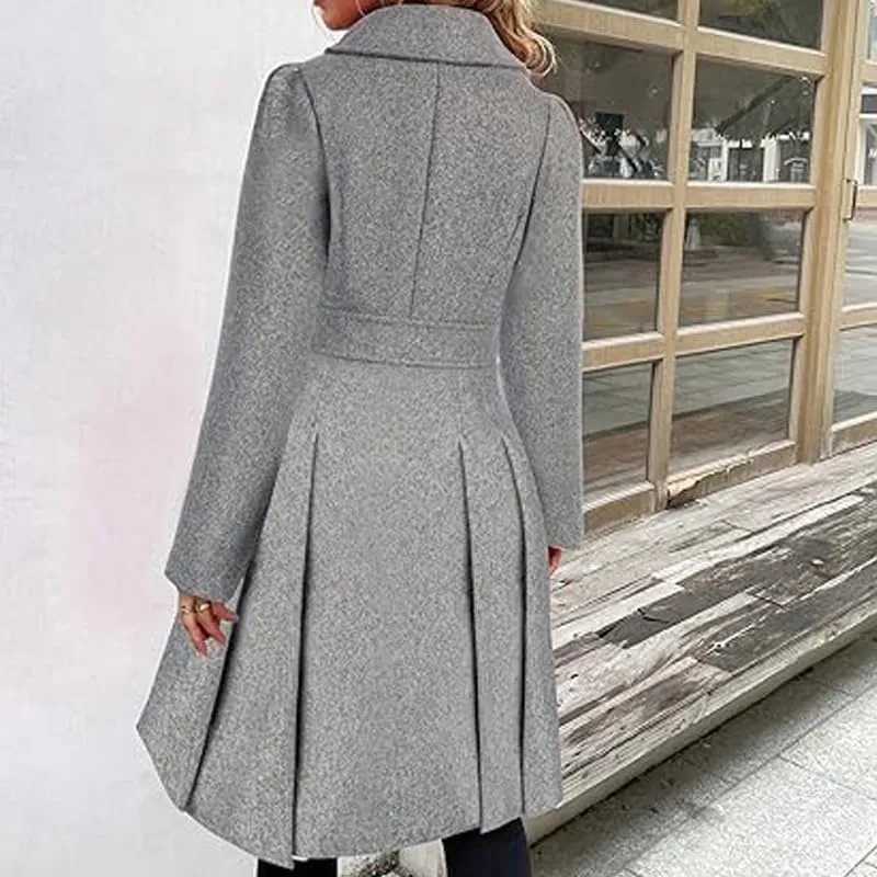 Women Trench Coat Adult Winter Double-Breasted Classic Lapel Overcoat