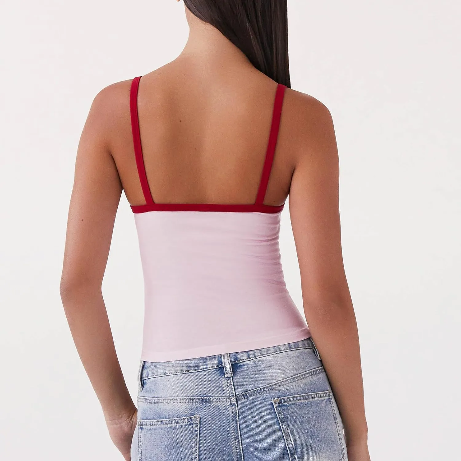 Women Y2k Spaghetti Strap Cami Tops Sleeveless Scoop Neck Floral Camisoles Teen Girls Aesthetic Crop Tank Top
